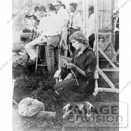 #21336 Stock Photography of Gladys Louise Smith, Known as Mary Pickford, Knitting for the Red Cross by JVPD