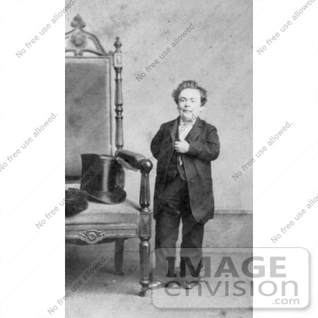#21353 Stock Photography of General Tom Thumb Standing Proudly by a Chair in 1863 by JVPD