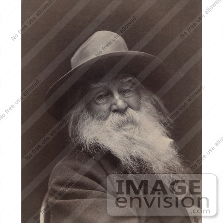 #21366 Historical Stock Photography of Walt Whitman With a Long Beard, Wearing a Hat by JVPD
