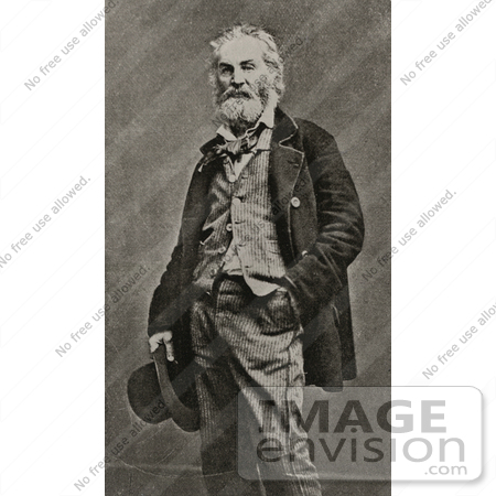#21367 Historical Stock Photography of Walt Whitman With One Hand in His Pocket, The Other Holding a Hat by JVPD