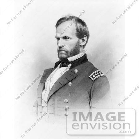 #21389 Historical Stock Photography of William T Sherman in Uniform, Facing to the Left by JVPD