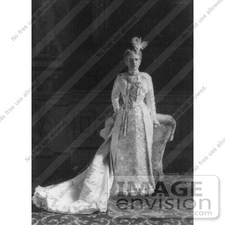 #21399 Stock Photography of Ida Saxton McKinley, First Lady and Wife of William McKinley, in a Stunning Dress With a Train by JVPD