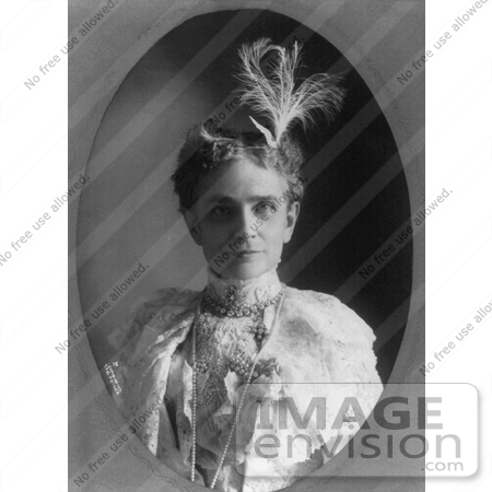 #21400 Stock Photography of Ida Saxton McKinley in a Lacy Dress With a Plumed Accessory in Her Hair by JVPD
