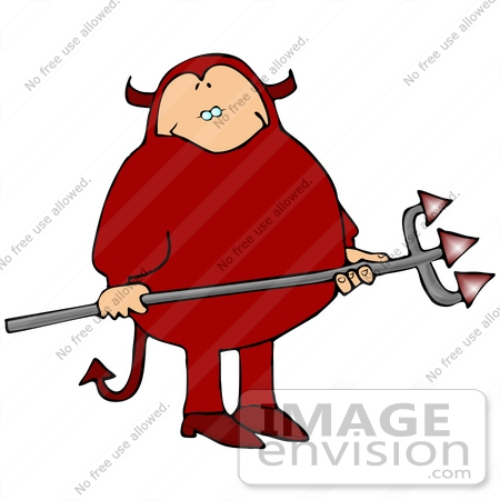 #21405 Chubby Male Devil With a Pitchfork Clipart by DJArt