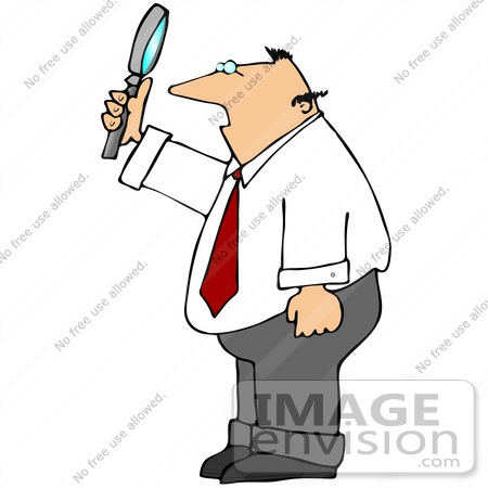 #21407 Businessman Looking Through a Magnifying Glass Clipart by DJArt