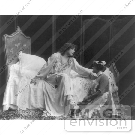#21410 Stock Photography of the Actress Sarah Bernhardt Resting Her Hand on the Shoulder of a Maid by JVPD