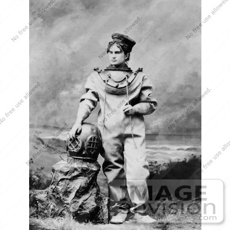 #21421 Stock Photography of the Actress Sarah Bernhardt in a Diving Suit While Playing the Role of the Ocean Empress by JVPD