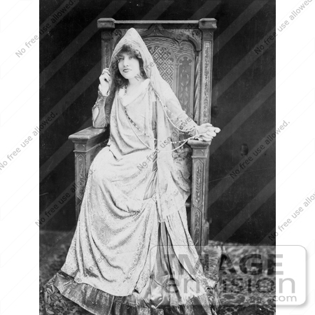 #21426 Stock Photography of the Actress Sarah Bernhardt in Costume, Sitting in a Chair by JVPD