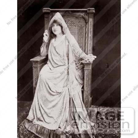 #21427 Stock Photography of the Actress Sarah Bernhardt in Costume, Sitting in a Chair by JVPD