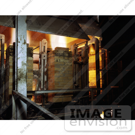 #21431 Historical Stock Photography of a Glass Furnace Melting the Compounded Batch for Fiberglass Insulation by JVPD