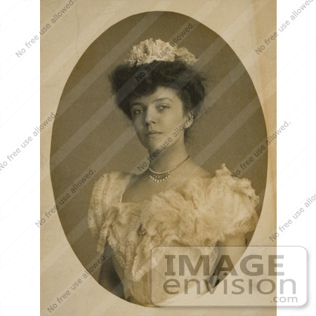 #21440 Stock Photography of Alice Roosevelt Longworth in a Lace Dress, Wearing Flowers in Her Hair by JVPD
