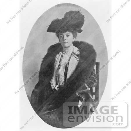 #21443 Stock Photography of Alice Roosevelt Longworth in a Feathered Hat and Fur Scarf in 1906 by JVPD