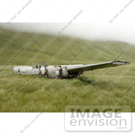 #21545 Stock Photography of WWII Airplane Wreckage at Atka Island, Alaska by JVPD