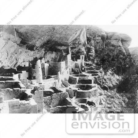 #21567 Architecture Stock Photography of Houses of the Cliff Palace, Mesa Verde National Park, Colorado, 1917 by JVPD