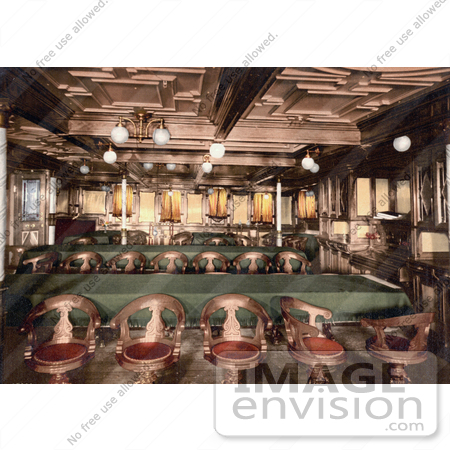 #21605 Stock Photography of the Second Class Dining Room on the Konig Albert Steamship, North German Lloyd, Royal Mail Steamers by JVPD