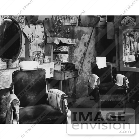 #21612 Stock Photography of the Interior of a Barber Shop in Atlanta, Georgia, 1936 by JVPD