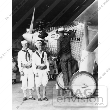 #21629 Stock Photography of Sailors by Charles Lindbergh’s Spirit of St Louis Plane by JVPD