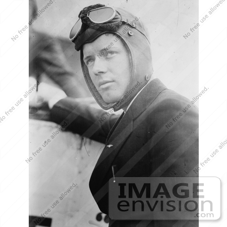 #21633 Stock Photography of Charles Lindbergh Wearing a Pilot Hat and Goggles by JVPD