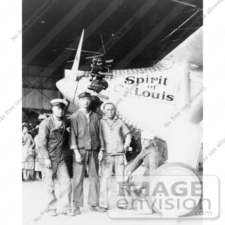 #21635 Stock Photography of Sailors Standing by Charles Lindbergh’s Spirit of St Louis Airplane by JVPD