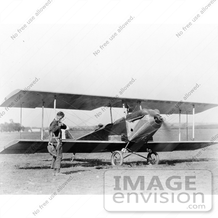 #21637 Stock Photography of Charles Lindbergh by Sergeant Bell’s Plane in 1925 by JVPD