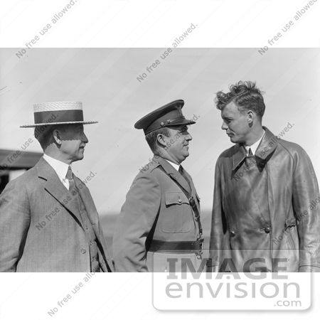 #21641 Stock Photography of Orville Wright, Major John F. Curry, and Charles Lindbergh by JVPD