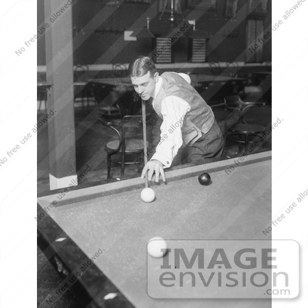 #21642 Stock Photography of William Frederick Hoppe Playing Pool by JVPD