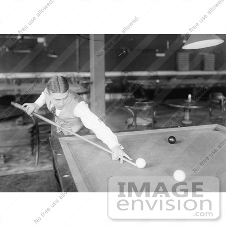 #21656 Stock Photography of Willie Hoppe Playing a Game of Pool by JVPD
