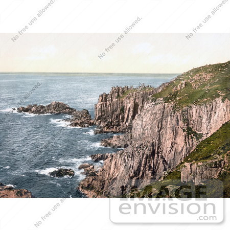 #21716 Historical Stock Photography of Land’s End of the Penwith Peninsula in Penzance Cornwall England by JVPD