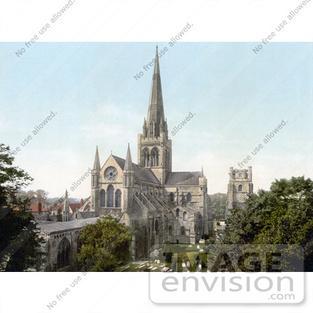 #21718 Historical Stock Photography of the Angelican Chichester Cathedral in Chichester, West Sussex, England by JVPD