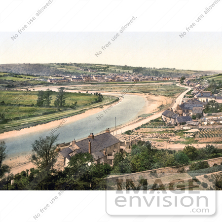 #21719 Historical Stock Photography of the Town of Wadebridge on the River Camel Cornwall England United Kingdom by JVPD