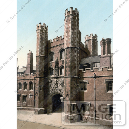#21725 Historical Stock Photography of the Main Entrance Gate to St John’s College in Cambridge, Cambridgeshire, England, United Kingdom by JVPD
