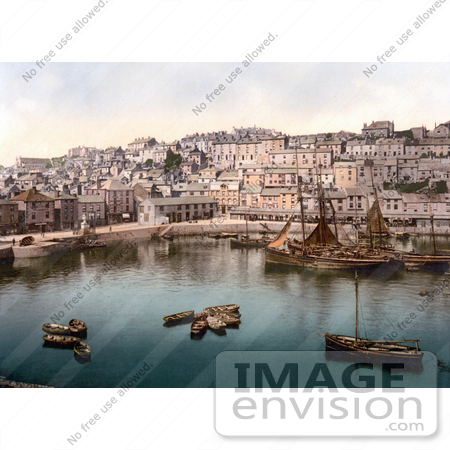 #21746 Historical Stock Photography of Boats in the Harbour of Brixham, Devon, England, United Kingdom by JVPD