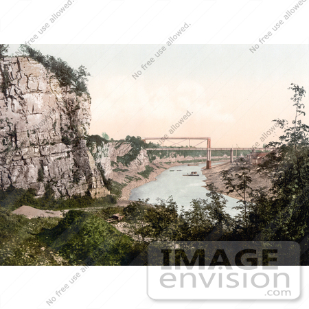 #21747 Historical Stock Photography of The Great Tubular Bridge, Chepstow Railway Bridge, or the Chepstow Bridge Over the River Wye in Chepstow, Wales, England by JVPD