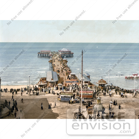 #21751 Historical Stock Photography of the North Pier on the Irish Sea in Blackpool, Lancashire, England by JVPD