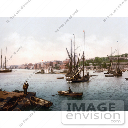 #21753 Historical Stock Photography of Ships on the River Medway in Chatham, Kent, England, United Kingdom by JVPD