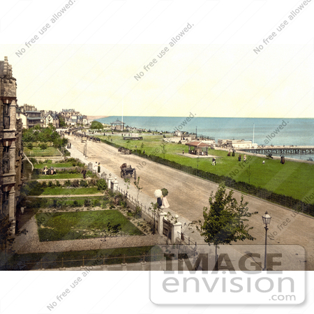 #21760 Historical Stock Photography of Coastal Buildings, Lawns and Street at Clacton-on-Sea, Essex, England by JVPD