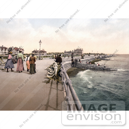 #21773 Historical Stock Photography of People Strolling the New East Parade Promenade in Bognor Regis, England by JVPD