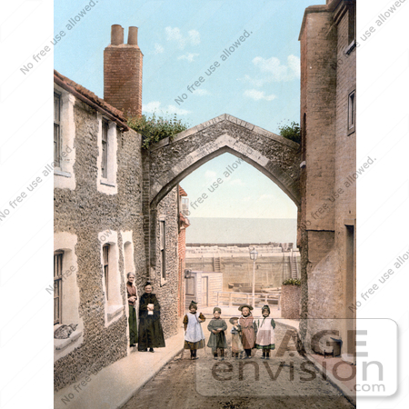 #21777 Historical Stock Photography of People at York Gate Over Harbour Street, Broadstairs, Kent, England, UK by JVPD