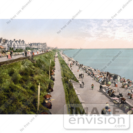 #21782 Historical Stock Photography of People Strolling on the Promenade at Clacton-on-Sea, Essex, England by JVPD