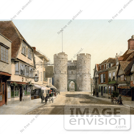 #21792 Historical Stock Photography of the West Gate to the City of Canterbury, Kent, England, UK by JVPD