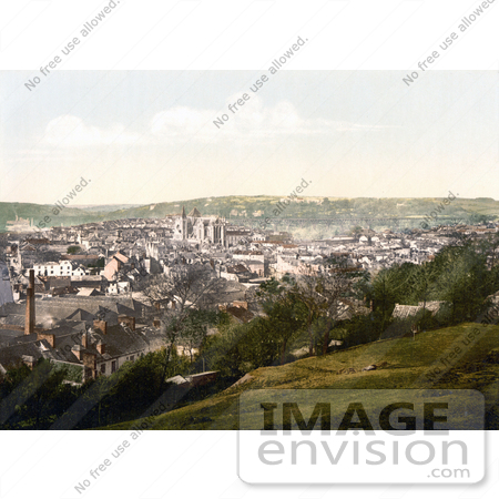 #21794 Historical Stock Photography of the Truro Cathedral and Carvedras Viaduct in Truro Cornwall England by JVPD