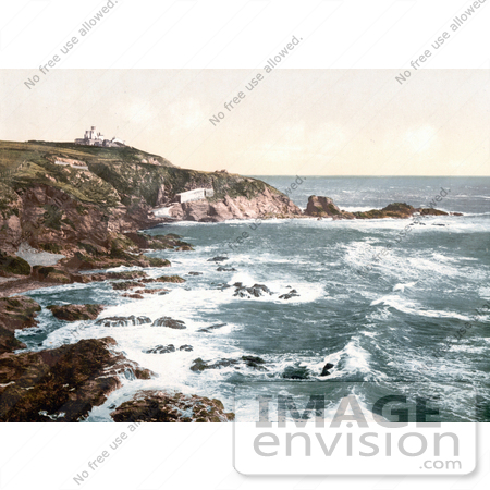 #21803 Historical Stock Photography of the Lizard Lighthouse at Lizard Point, Cornwall England by JVPD
