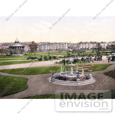 #21809 Historical Stock Photography of a Gazebo and Water Fountain in the Park in Devonport England by JVPD