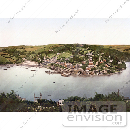 #21810 Historical Stock Photography of the Village of Kingswear on the River Dart in South Hams Darmouth Devon England by JVPD