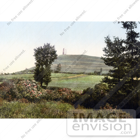 #21813 Historical Stock Photography of St Michael’s Tower on the Glastonbury Tor in Somerset England by JVPD