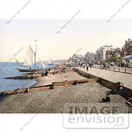 #21818 Historical Stock Photography of Sailboats Along the Promenade in Herne Bay Kent England by JVPD