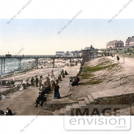 #21829 Historical Stock Photography of People Enjoying the Nice Weather on the Coastal Promenade in Hunstanton, Norfolk, England by JVPD