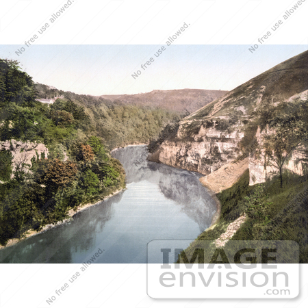 #21830 Historical Stock Photography of the River Wye in Monsal Dale, Water-come-Jolly, Derbyshire, England by JVPD