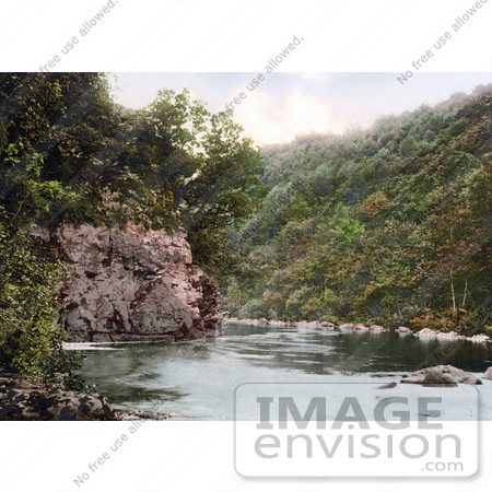 #21832 Historical Stock Photography of Lovers Leap on the River Dart in Holne Chase Dartmoo Devon England by JVPD