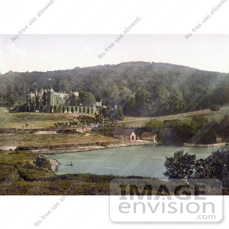 #21837 Historical Stock Photography of Watermouth Castle and Boat Houses in Ilfracombe England by JVPD
